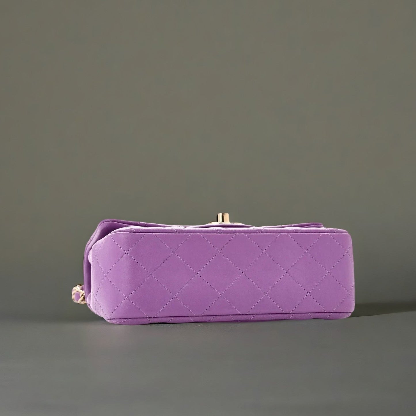 Lambskin Quilted Mini Rectangular Flap Purple