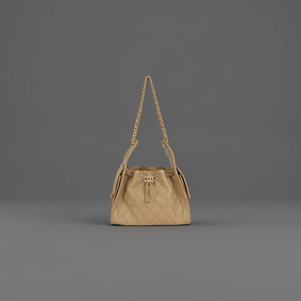 Caviar Quilted Small Chanel 25 Handbag Dark Beige