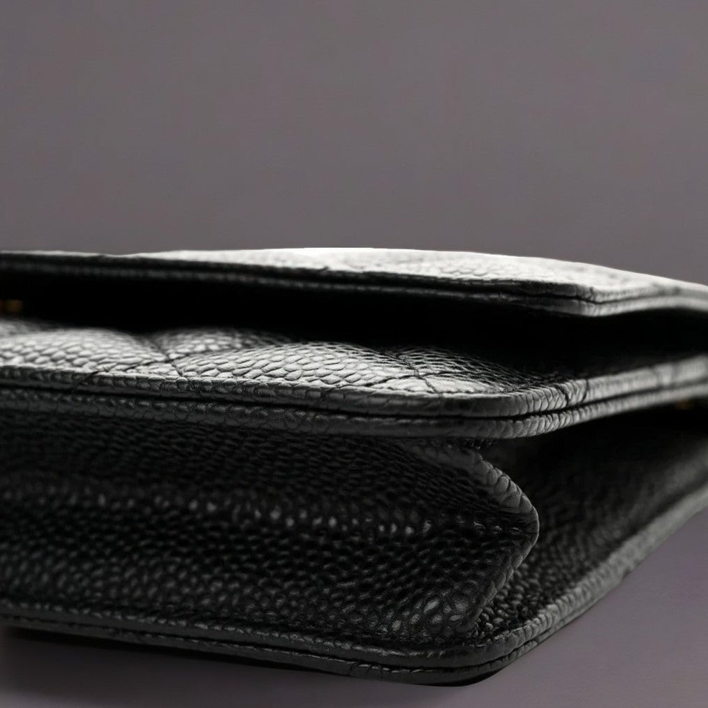 Caviar Quilted Wallet On Chain WOC Black