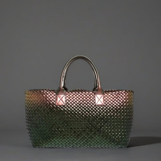Holographic Intrecciato Leather Medium Cabat Tote