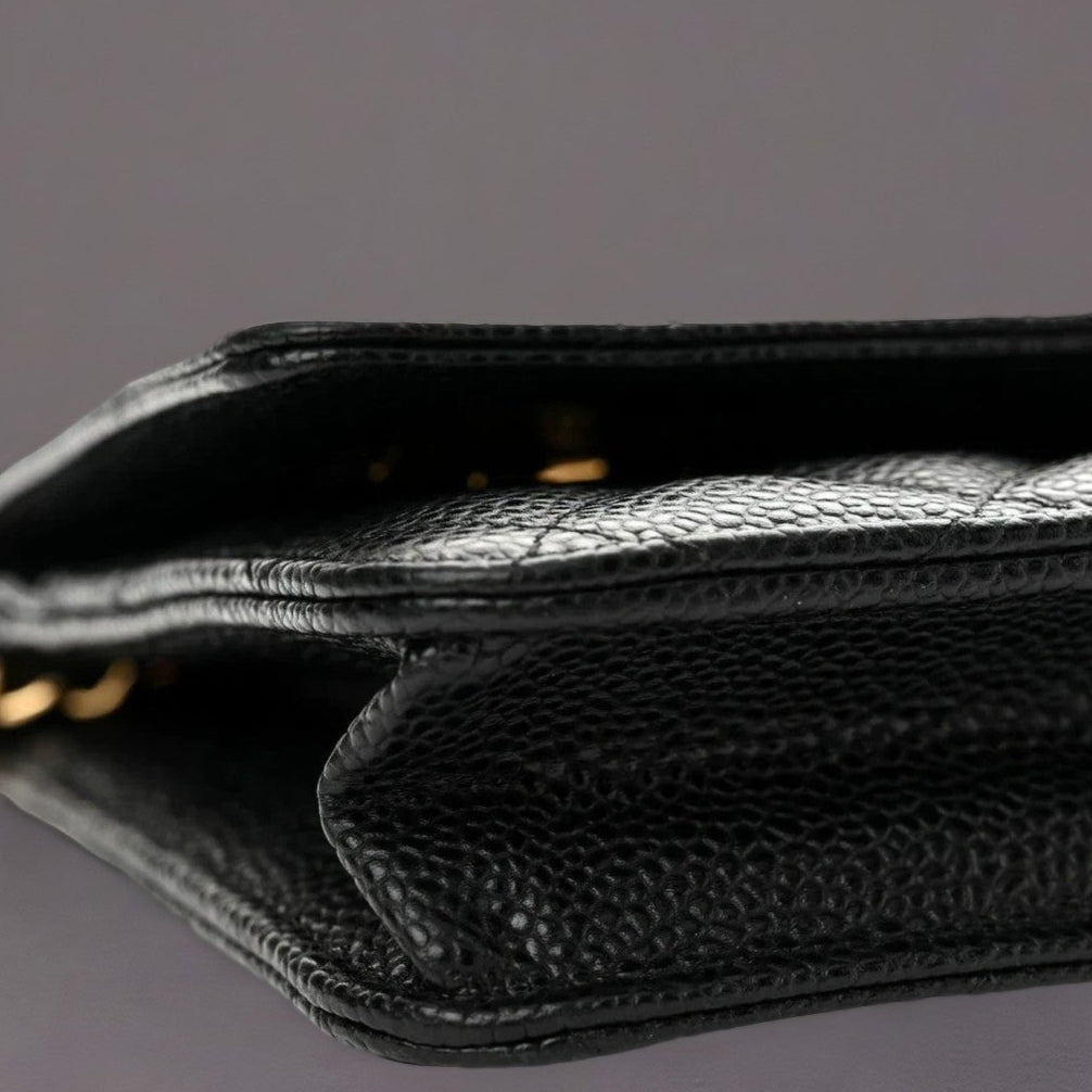 Caviar Quilted Wallet On Chain WOC Black
