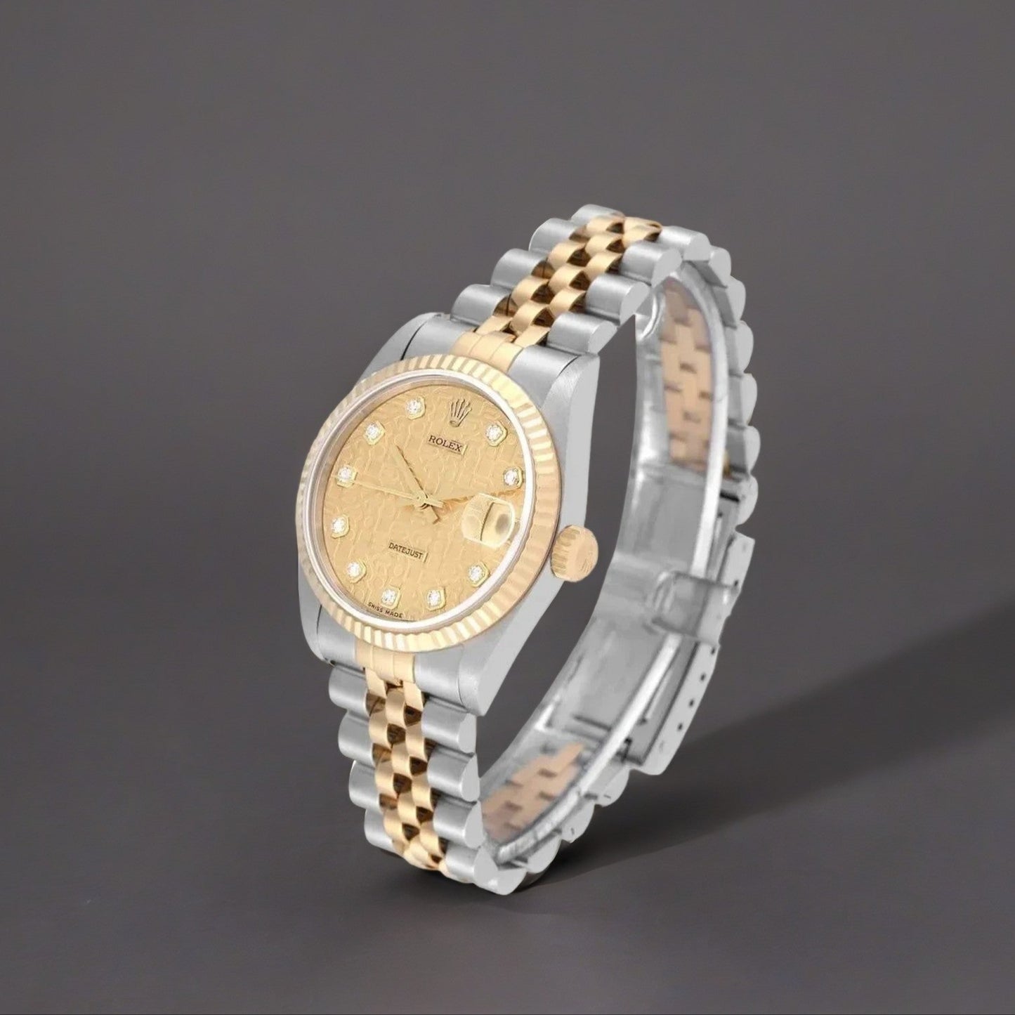 Rolex Datejust Midsize 31mm Steel Yellow Gold Diamond Watch