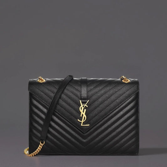 Grain De Poudre Matelasse Chevron Large Monogram Satchel Black