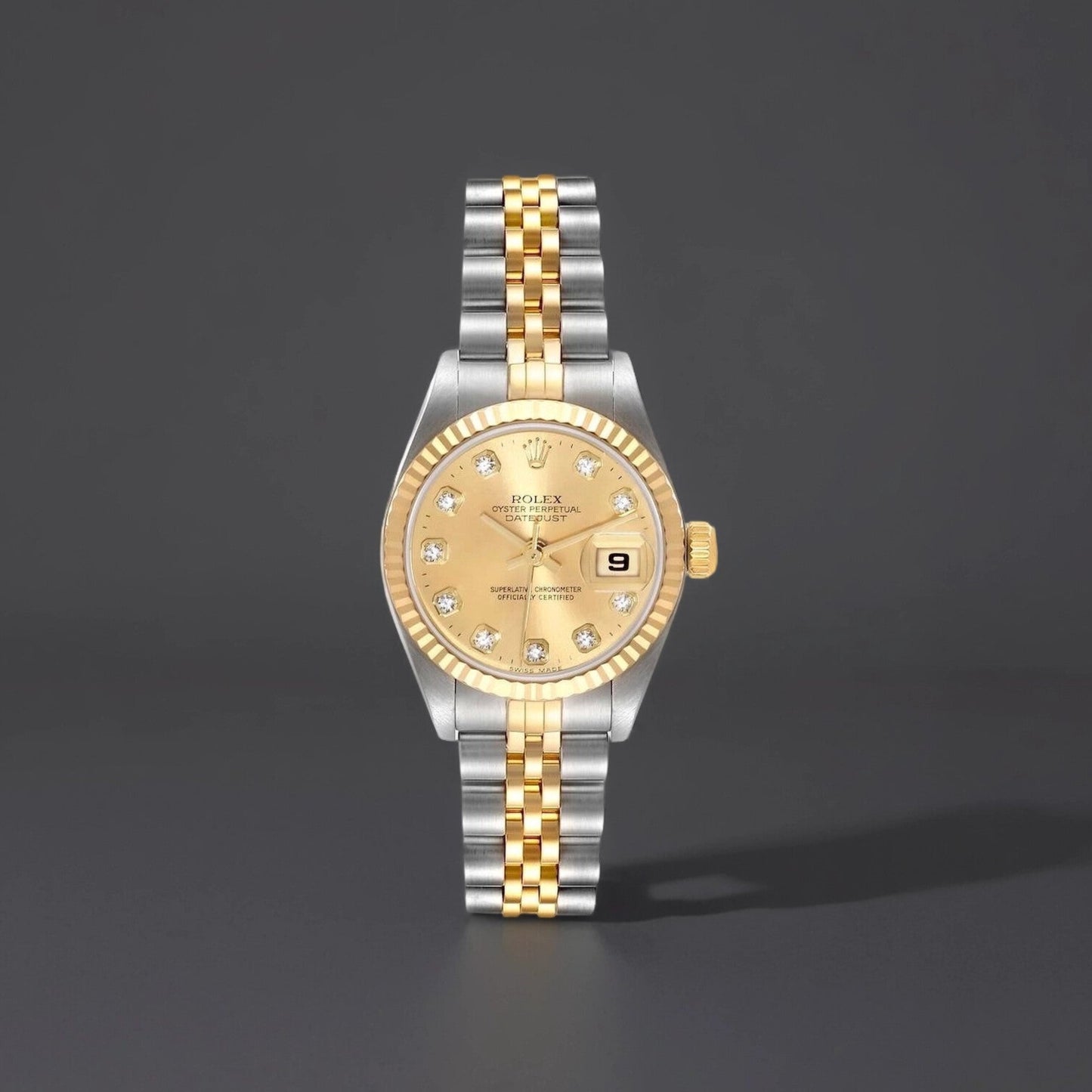 Rolex Datejust 26mm Steel Yellow Gold Diamond Dial Ladies Watch