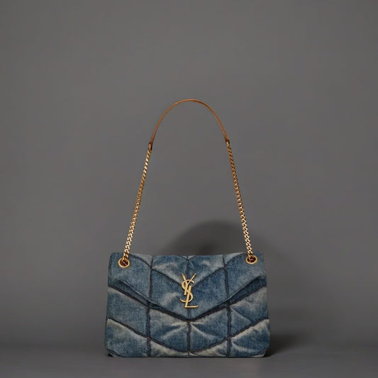 Loulou Puffer Small Denim Shoulder Bag