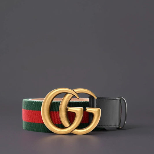 Nylon Calfskin Double G Web 40mm Belt 95 38 Green Red Black