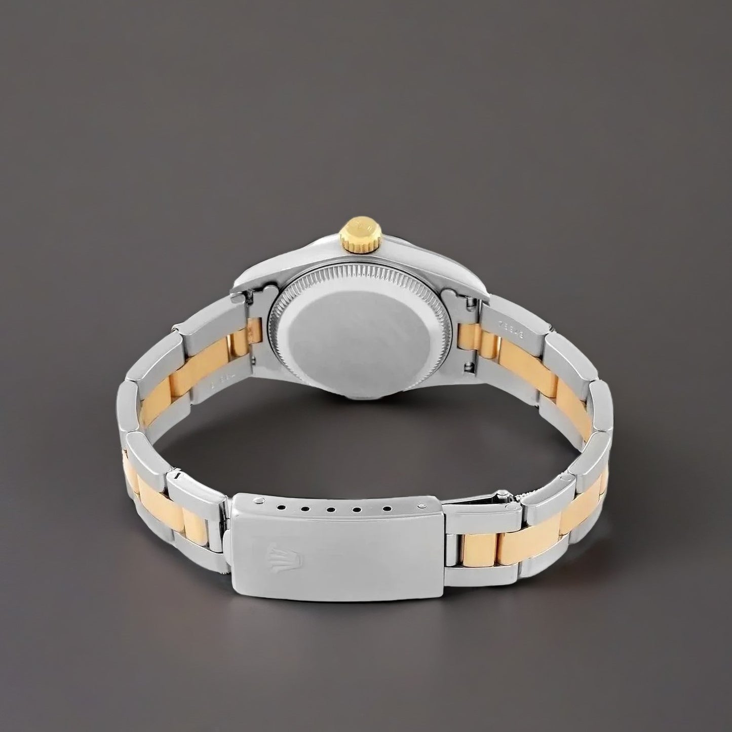 Rolex Oyster Perpetual Steel Yellow Gold Black Diamond Dial Watch