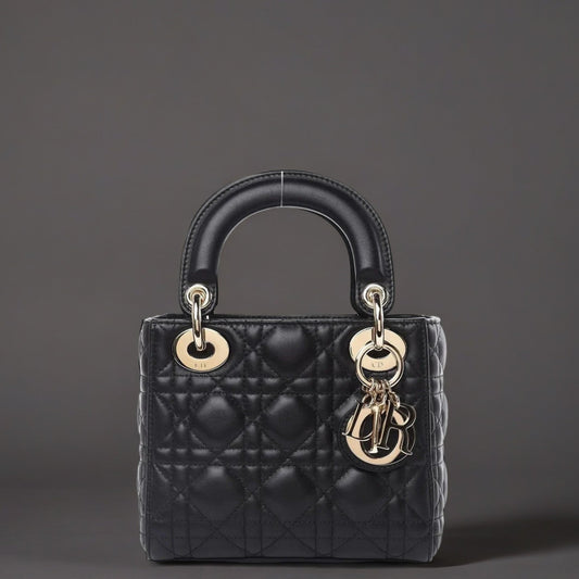 Lambskin Cannage Mini Lady Dior Black
