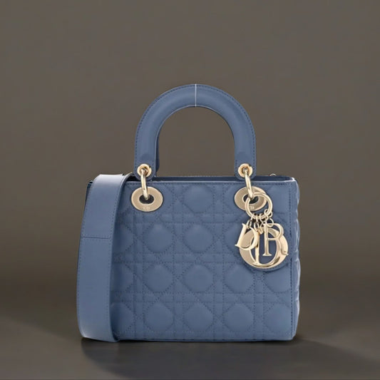 Lambskin Cannage Small Lady Dior Denim