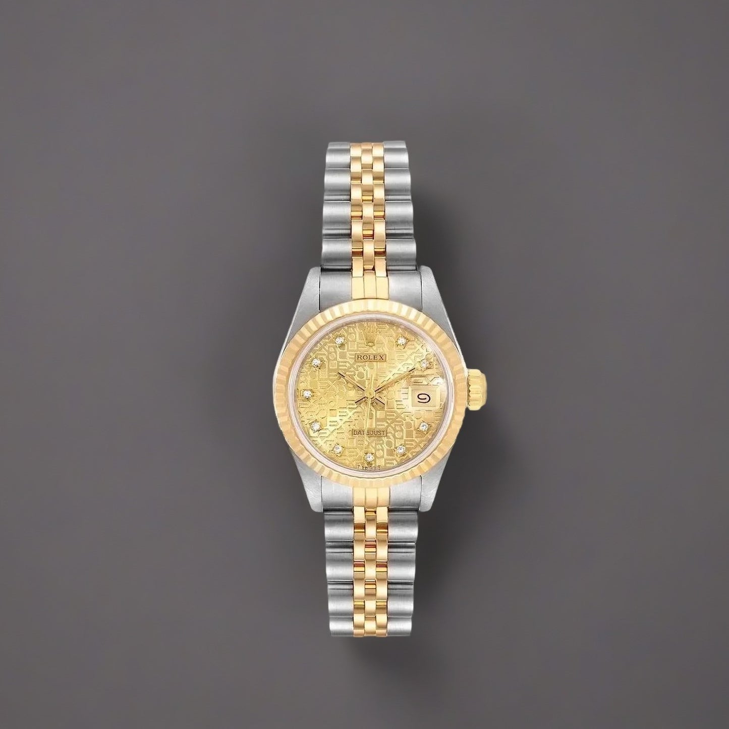 Rolex Datejust 26mm Steel Yellow Gold Diamond Dial Watch