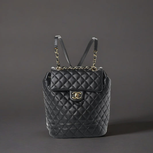 Lambskin Quilted Small Urban Spirit Backpack Black