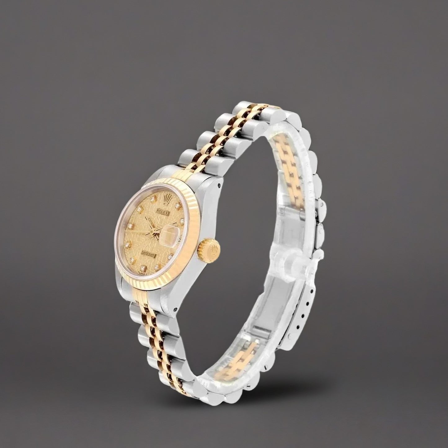 Rolex Datejust 26mm Steel Yellow Gold Diamond Dial Watch