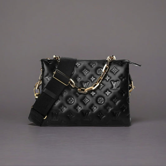 Lambskin Embossed Monogram Coussin PM Black