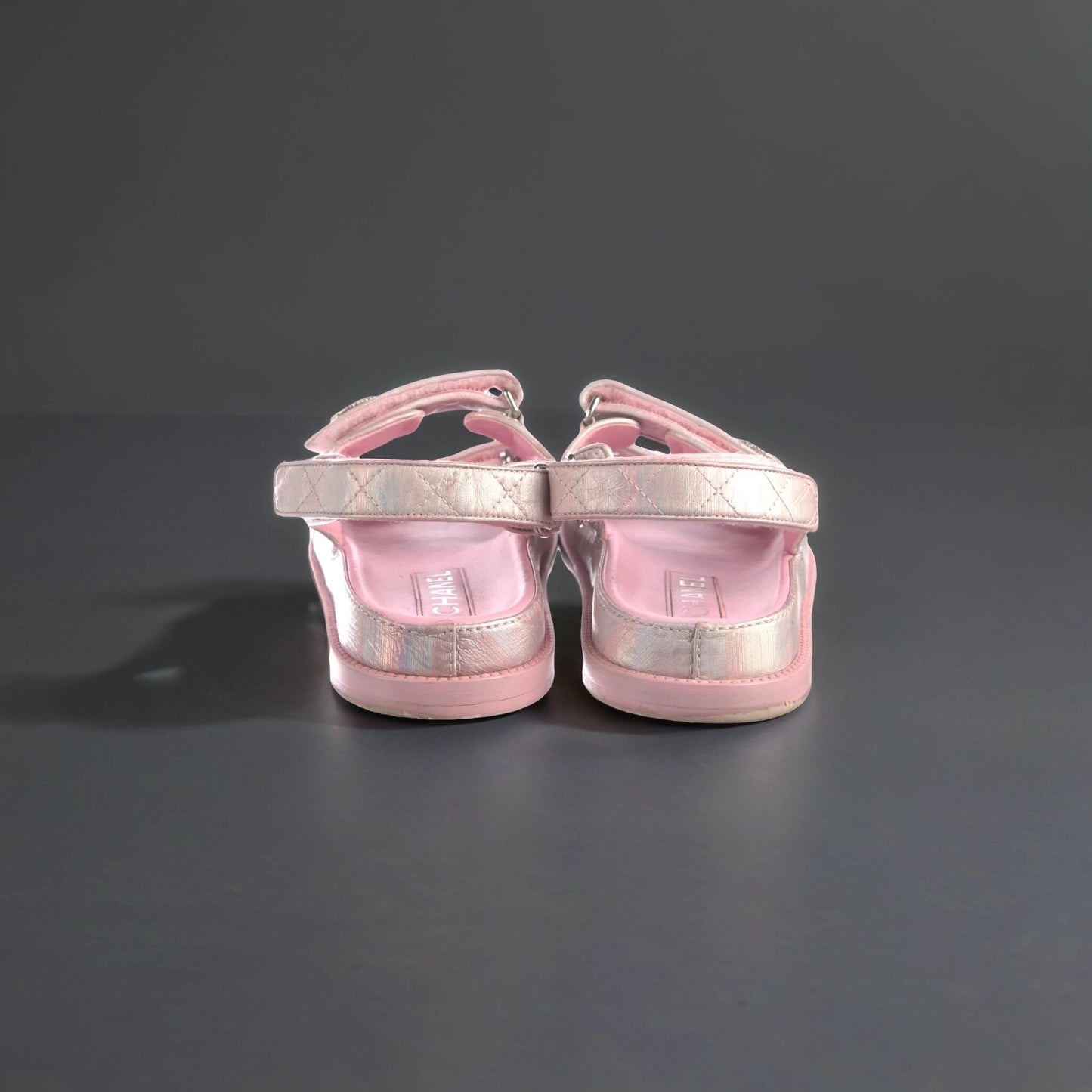 Interlocking CC Logo Leather T-Strap Sandals