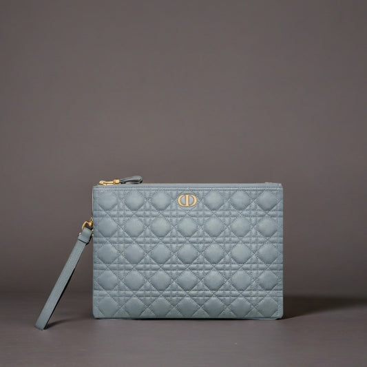 Large DIOR Caro Daily Pouch Cloud Blue
