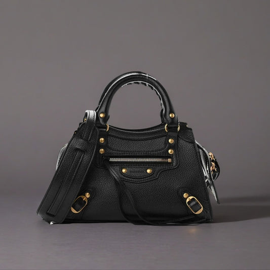 Grained Calfskin Neo Classic Gold Hardware Mini City Black