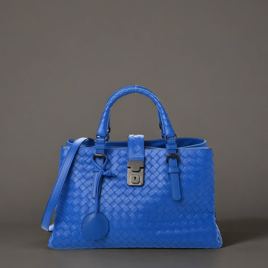 Light Calf Intrecciato Small Roma Signal Blue