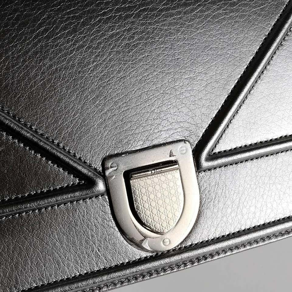 Dior Diorama Flap Bag Pewter Colour Leather