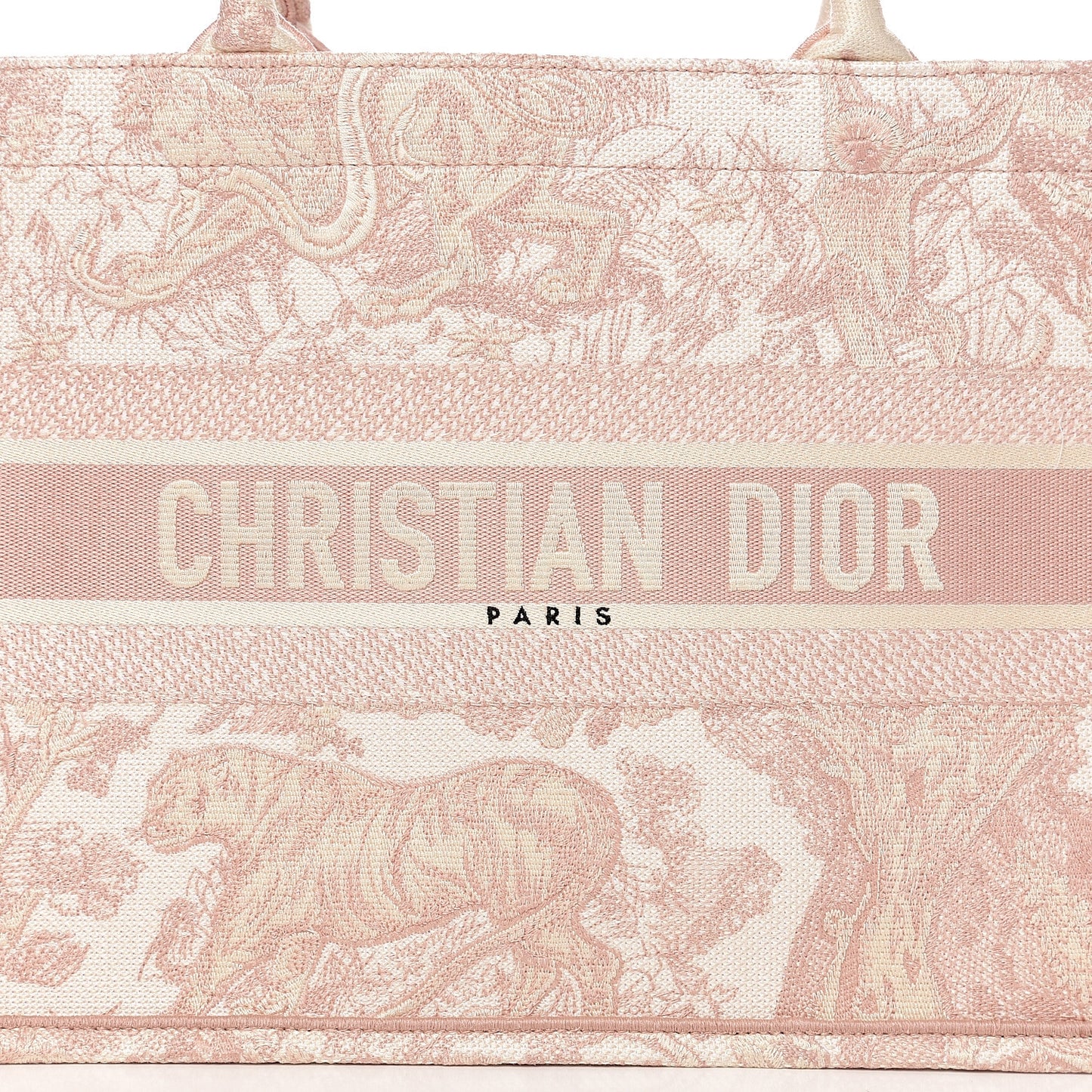 Canvas Embroidered Medium Dioriviera Toile De Jouy Book Tote Rose