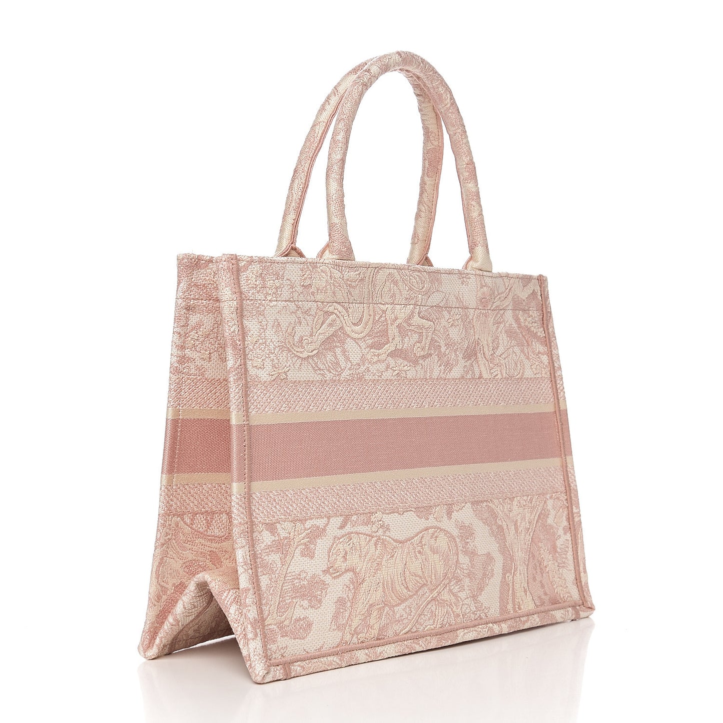 Canvas Embroidered Medium Dioriviera Toile De Jouy Book Tote Rose