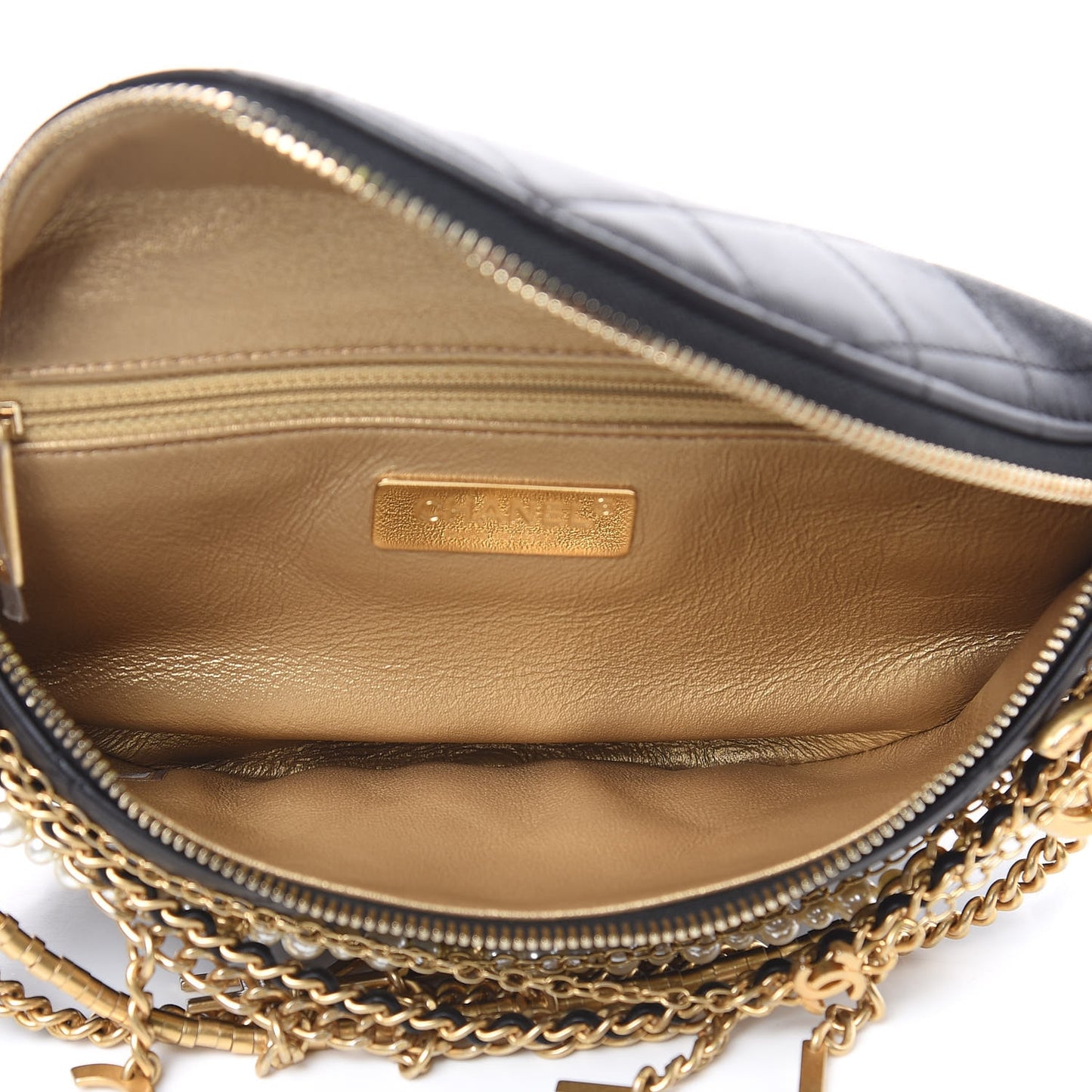 Lambskin Quilted All About Chains Waist Belt Bag Black