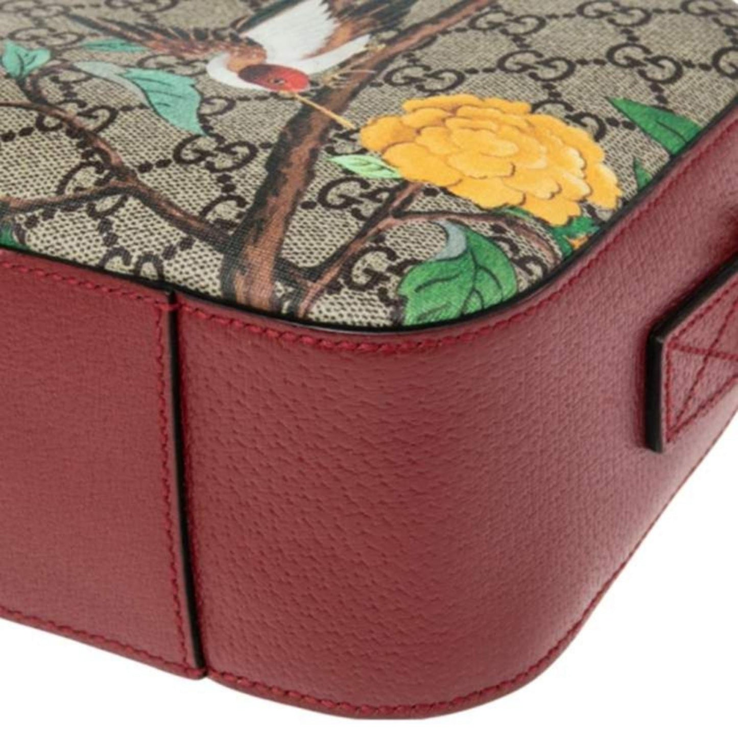 Gucci Red/Beige Tian Print GG Supreme Canvas and Leather Camera Shoulder Bag