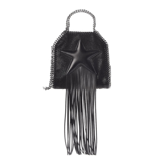 Shaggy Deer Fringe Falabella Star Tiny Tote Black