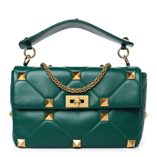 Nappa Large Roman Stud Shoulder Bag Jungle