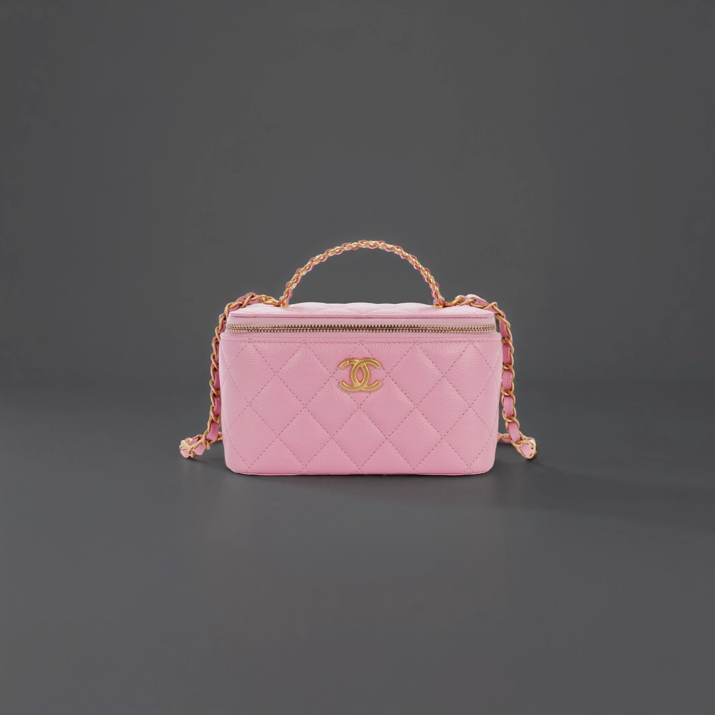 Caviar Quilted Pick Me Up Vanity Case Pink