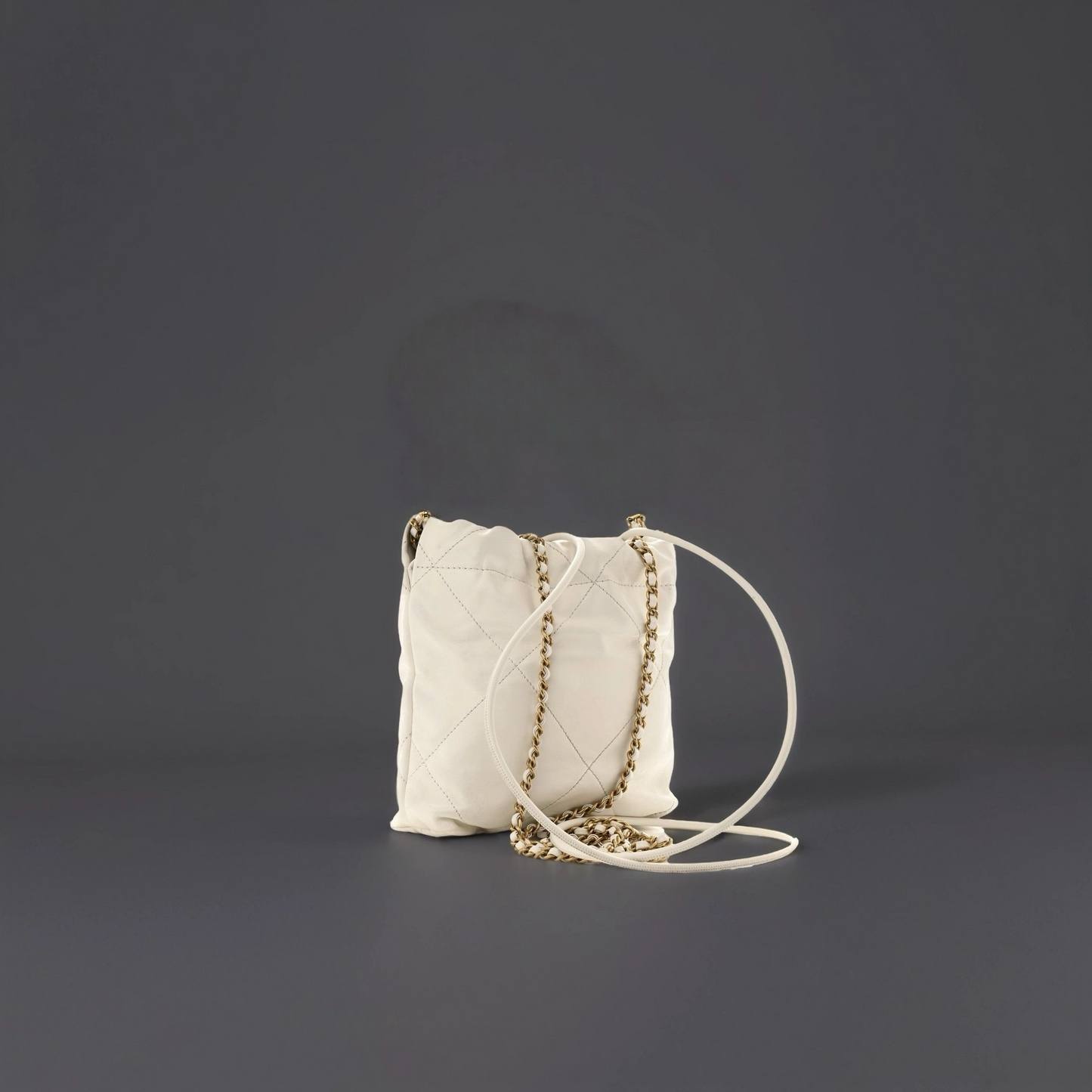 Shiny Calfskin Quilted Mini Chanel 22 White