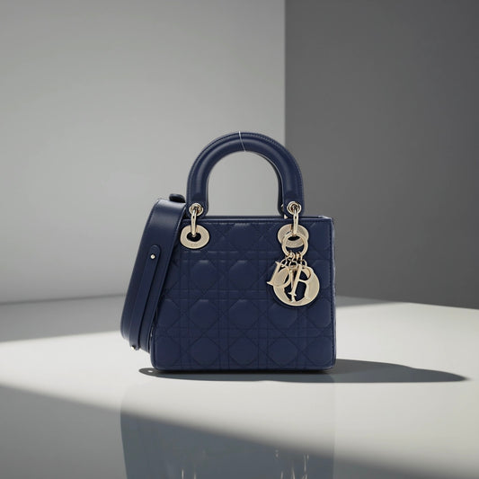 Lambskin Cannage Small My ABCDior Lady Dior Navy Blue