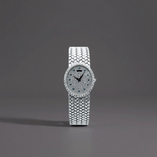 Piaget Tradition Oval White Gold Diamond Sapphire Ladies Watch