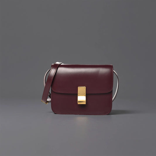 Box Calfskin Small Classic Box Flap Bag Burgundy