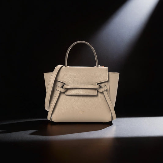 Grained Calfskin Pico Belt Bag Light Taupe