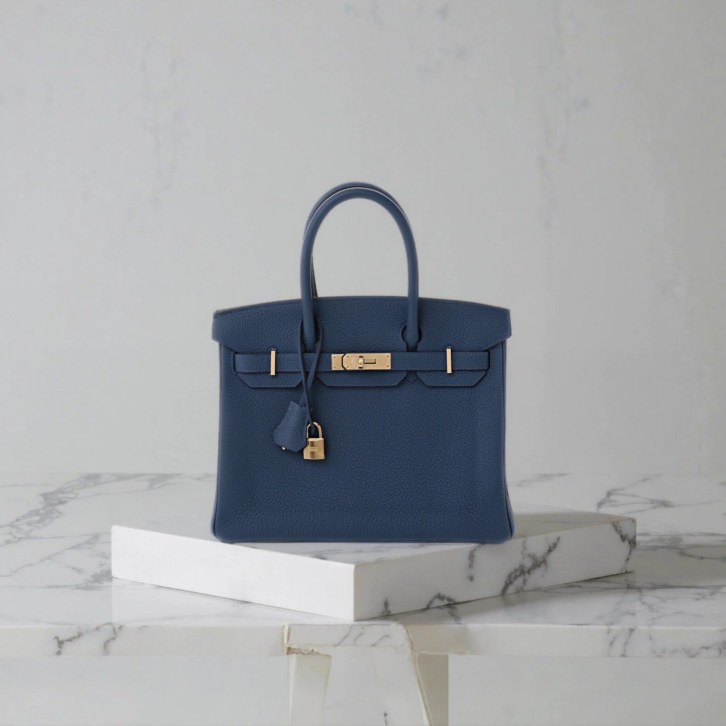Togo Birkin 30 Blue Tie