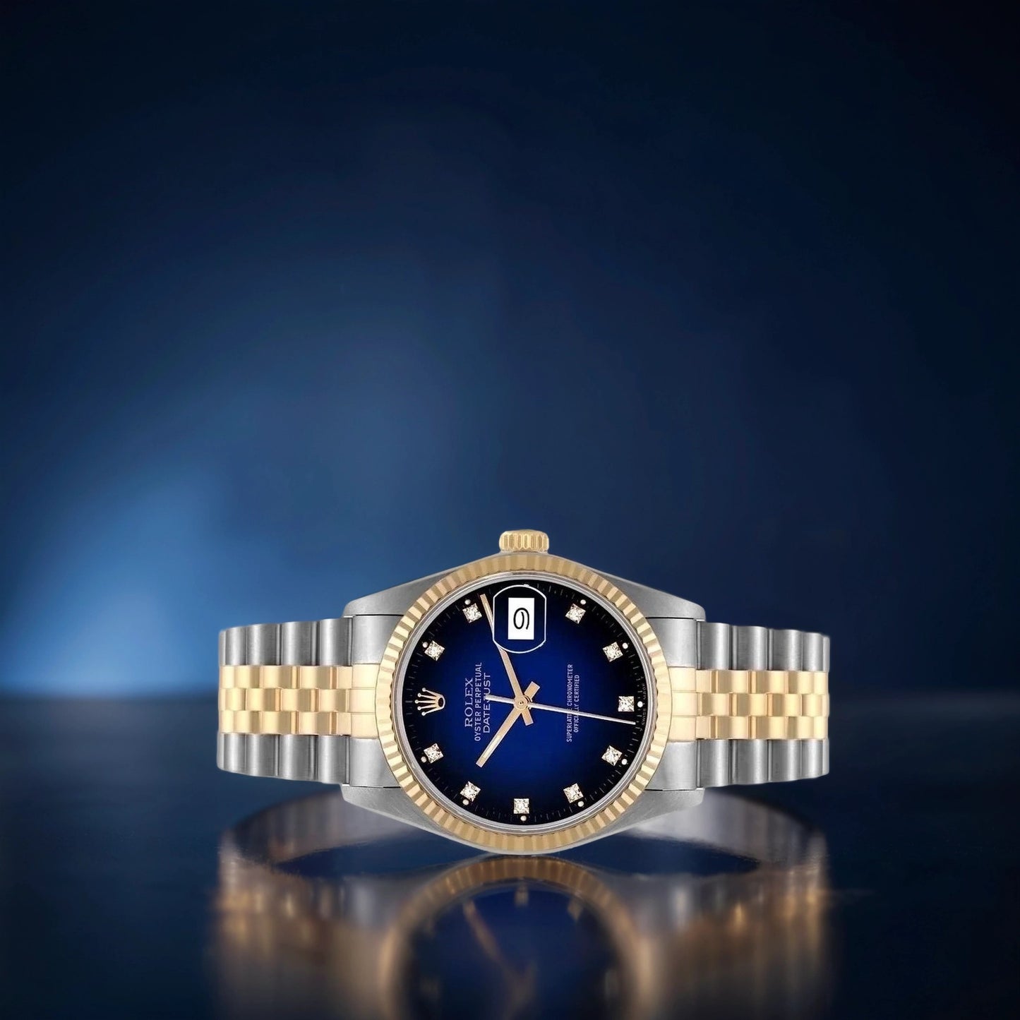 Rolex Datejust 36 Blue Vingette Diamond Dial Vintage Watch