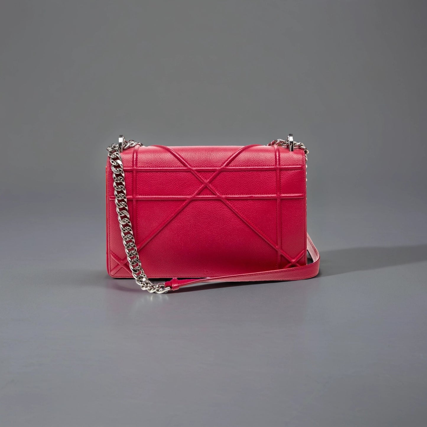 Grained Calfskin Medium Diorama Flap Bag Red