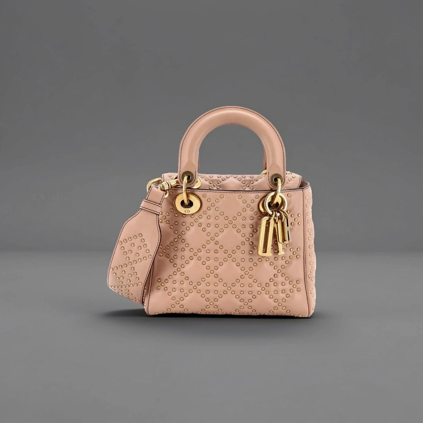 Supple Lady Dior Bag Cannage Studded Lambskin Small crossbody bag Soft Dusty Pink
