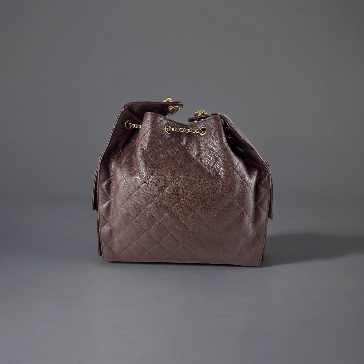 Caviar Quilted Medium Chanel 25 Handbag Brown