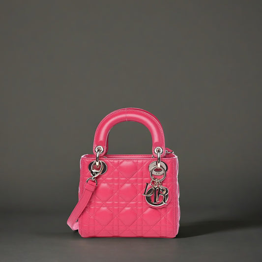Lambskin Cannage Mini Lady Dior Pink