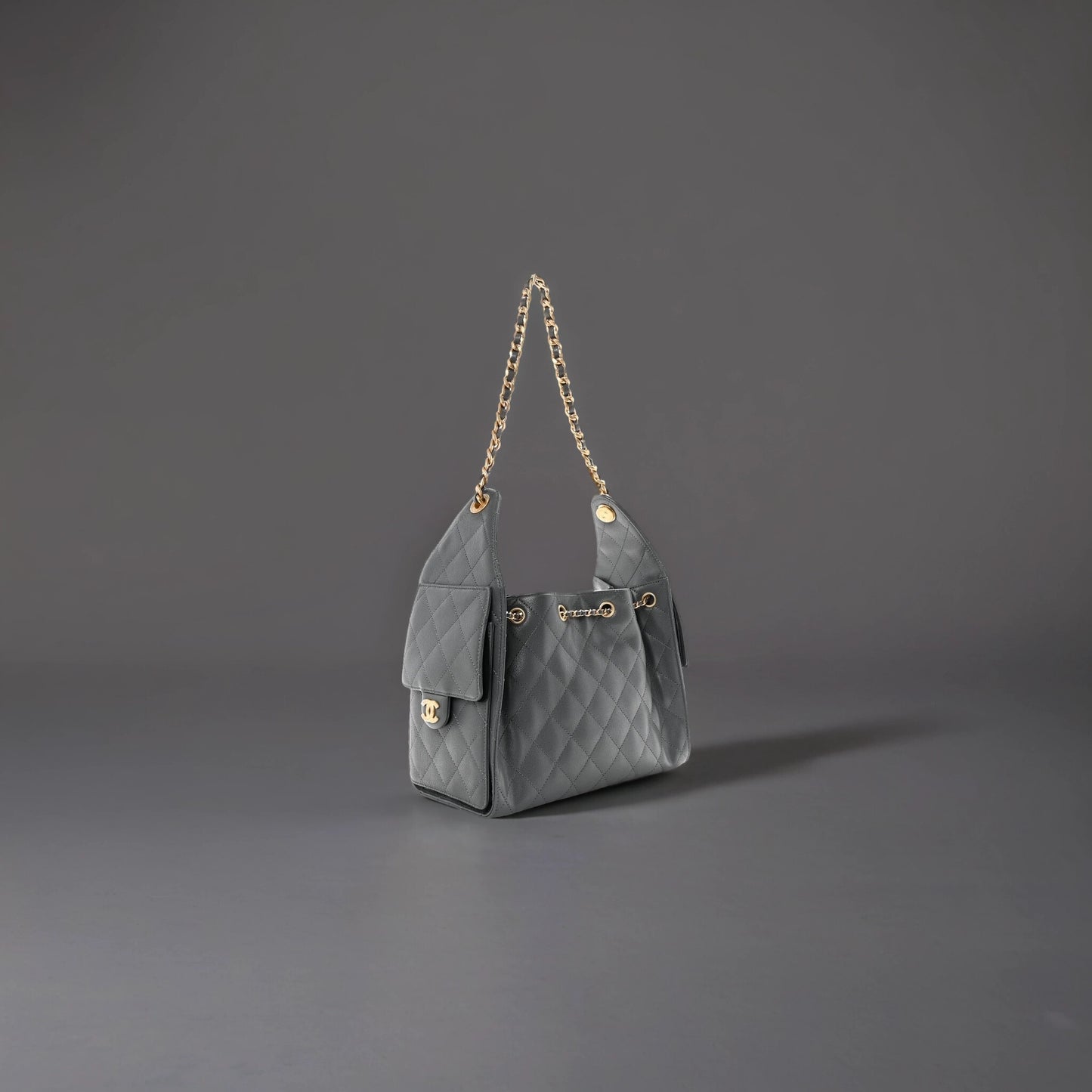 Caviar Quilted Small Chanel 25 Handbag Dark Grey