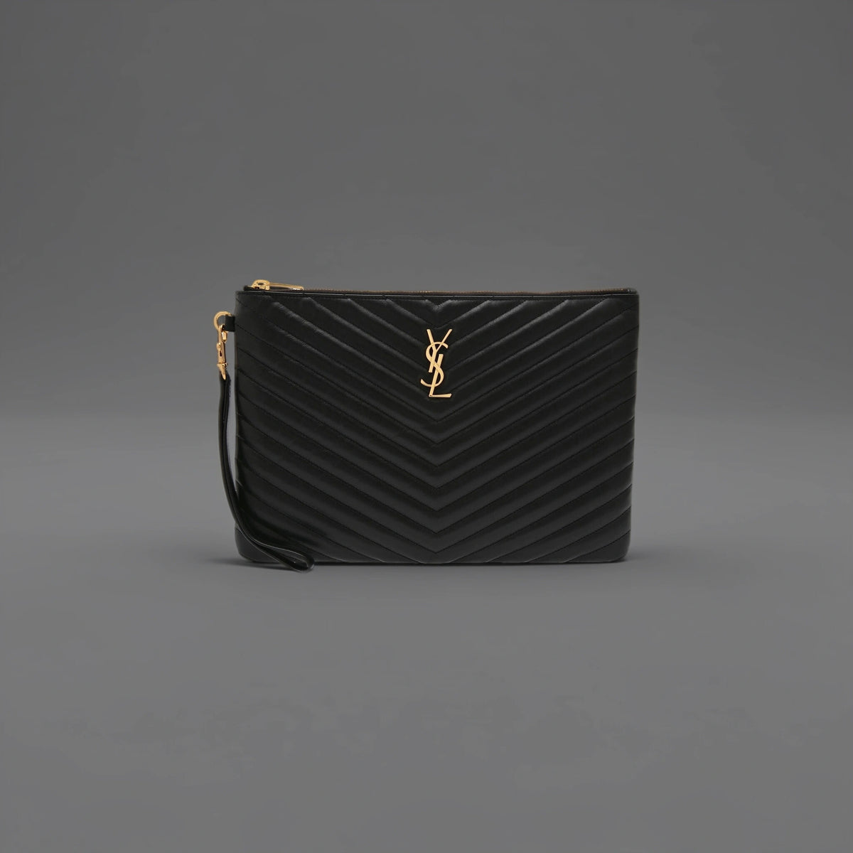 Calfskin Matelasse Chevron Monogram Document Holder Black