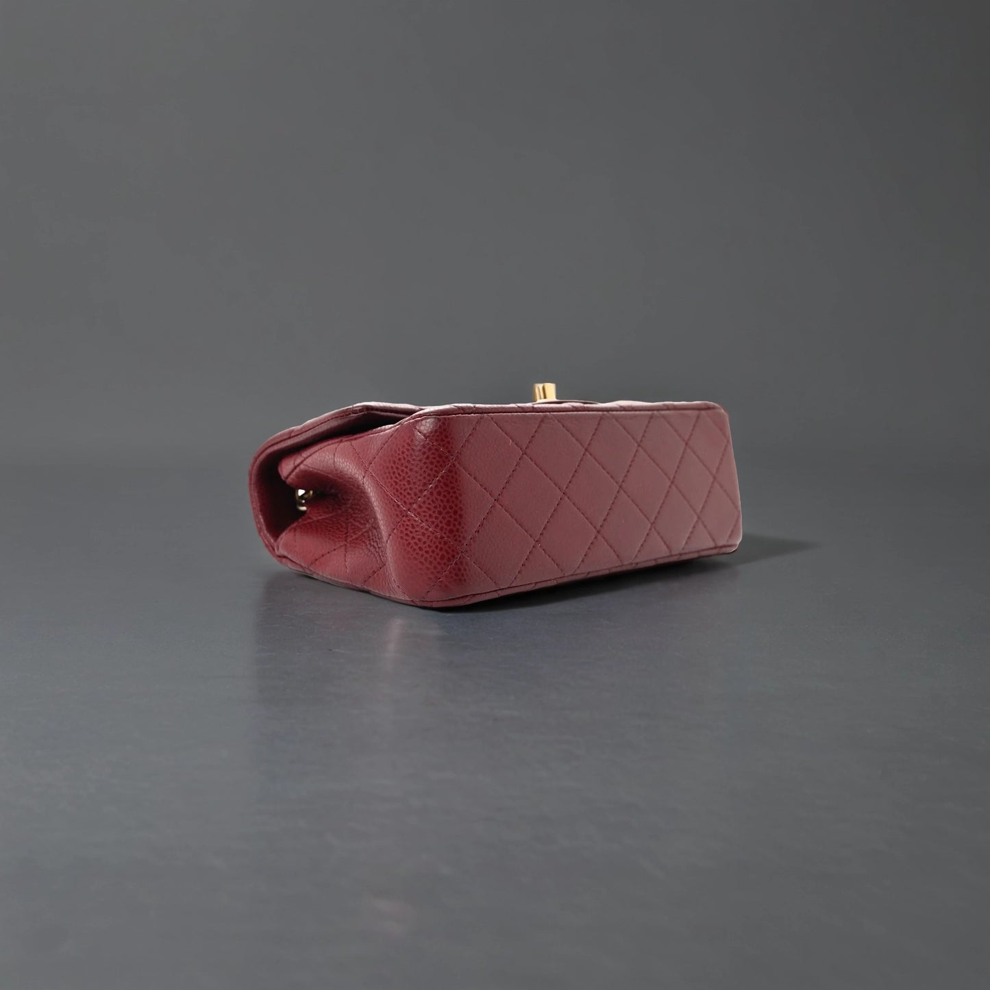 Caviar Quilted Mini Rectangular Flap Dark Red