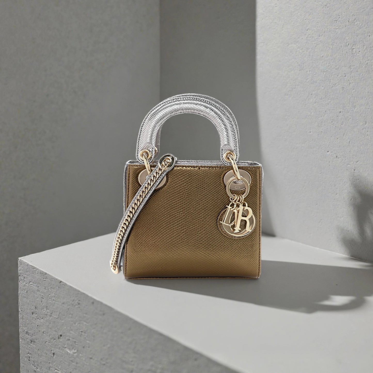 Metallic Karung Mini Lady Dior Gold Multicolor