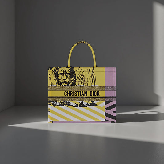 Canvas Embroidered Large Jungle Pop Book Tote yellow Multicolor