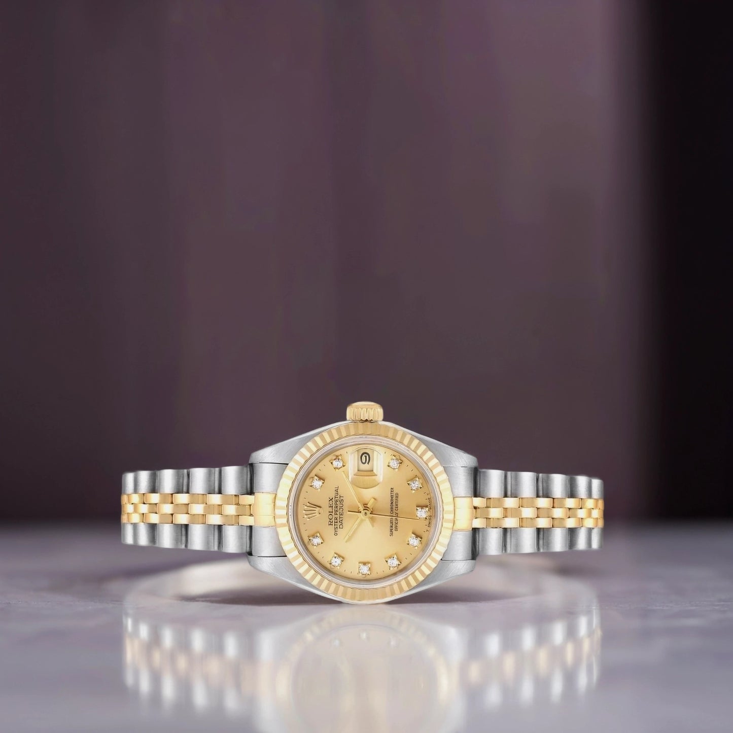 Rolex Datejust 26mm Steel Yellow Gold Diamond Dial Ladies Watch