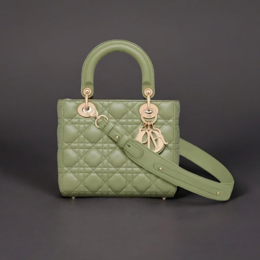 Lambskin Cannage Small My ABCDior Lady Dior Pastel Peyote Green