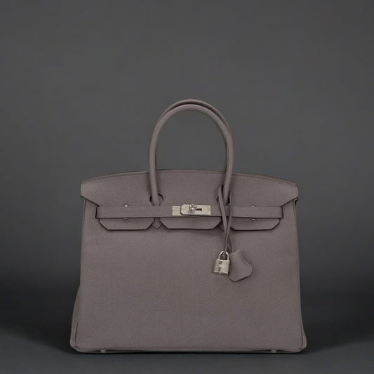 Hermès Gris Etain Birkin 35cm of Togo Leather with Palladium Hardware