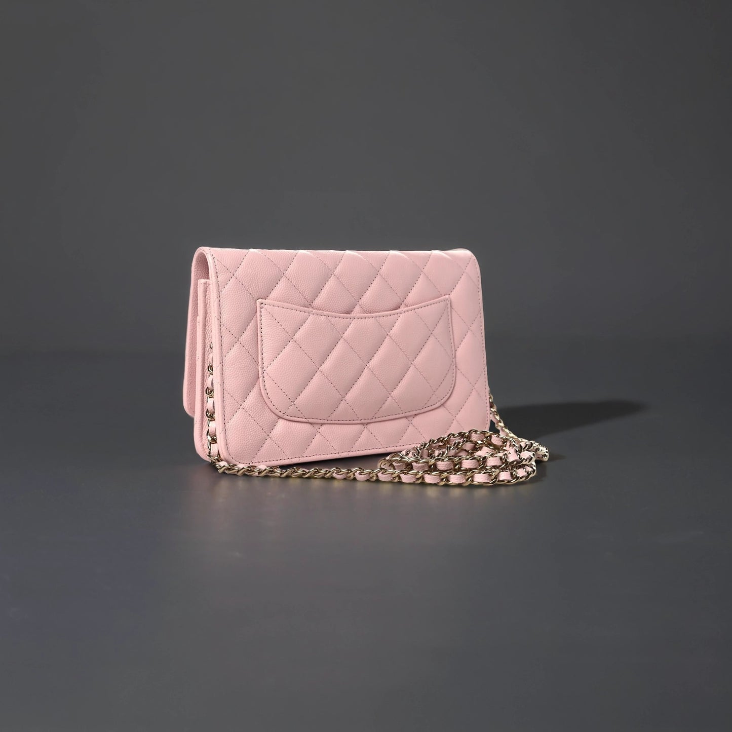 Caviar Quilted Wallet on Chain WOC Light Pink