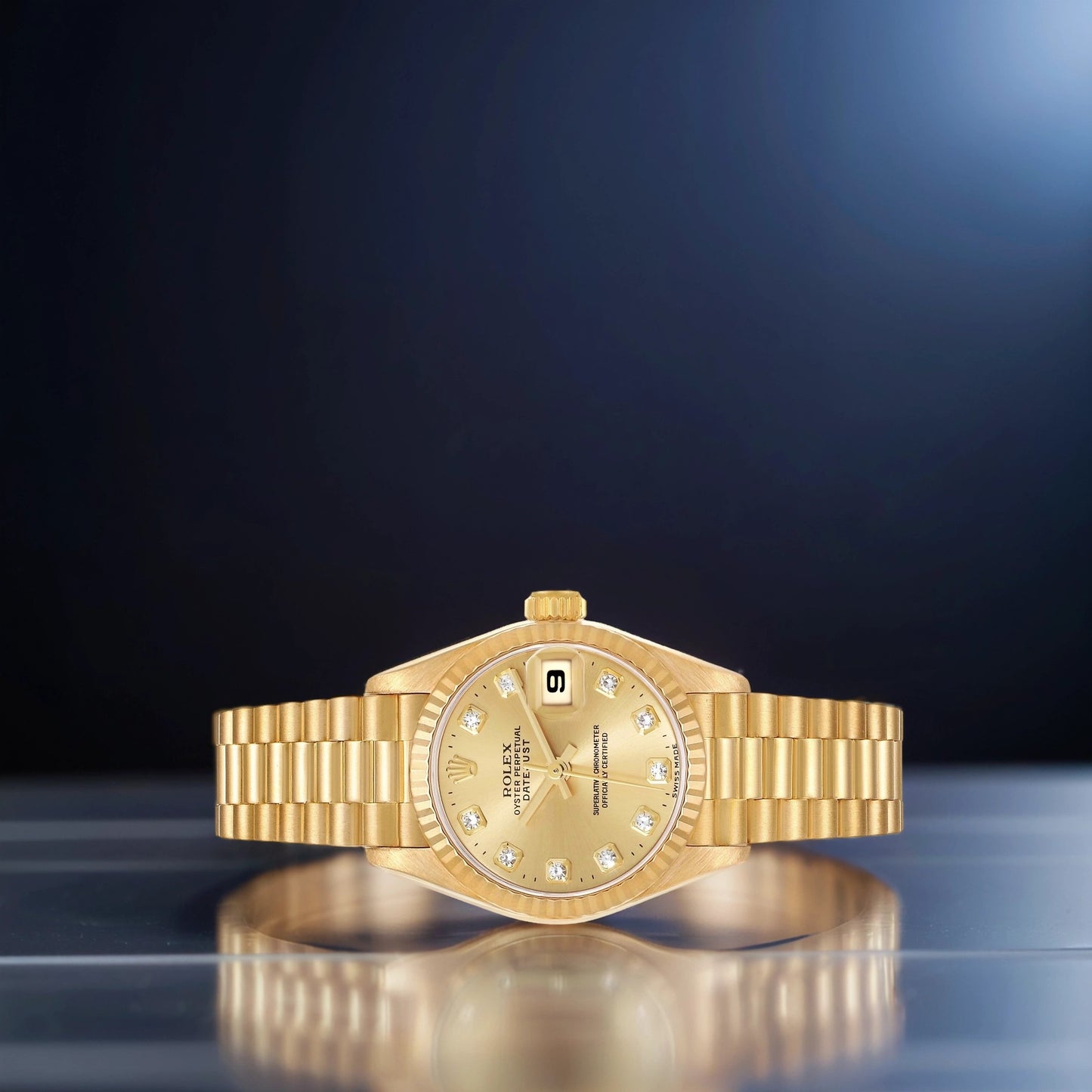Rolex President 26mm Yellow Gold Diamond Dial Watch